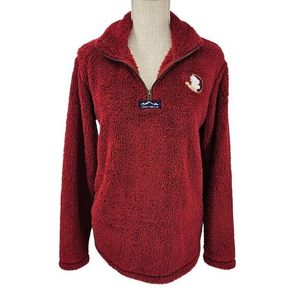 Lauren James Preptec Linden Sherpa 1/4 Zip Sweatshirt Red FSU Women's XS Preppy - Picture 2 of 11